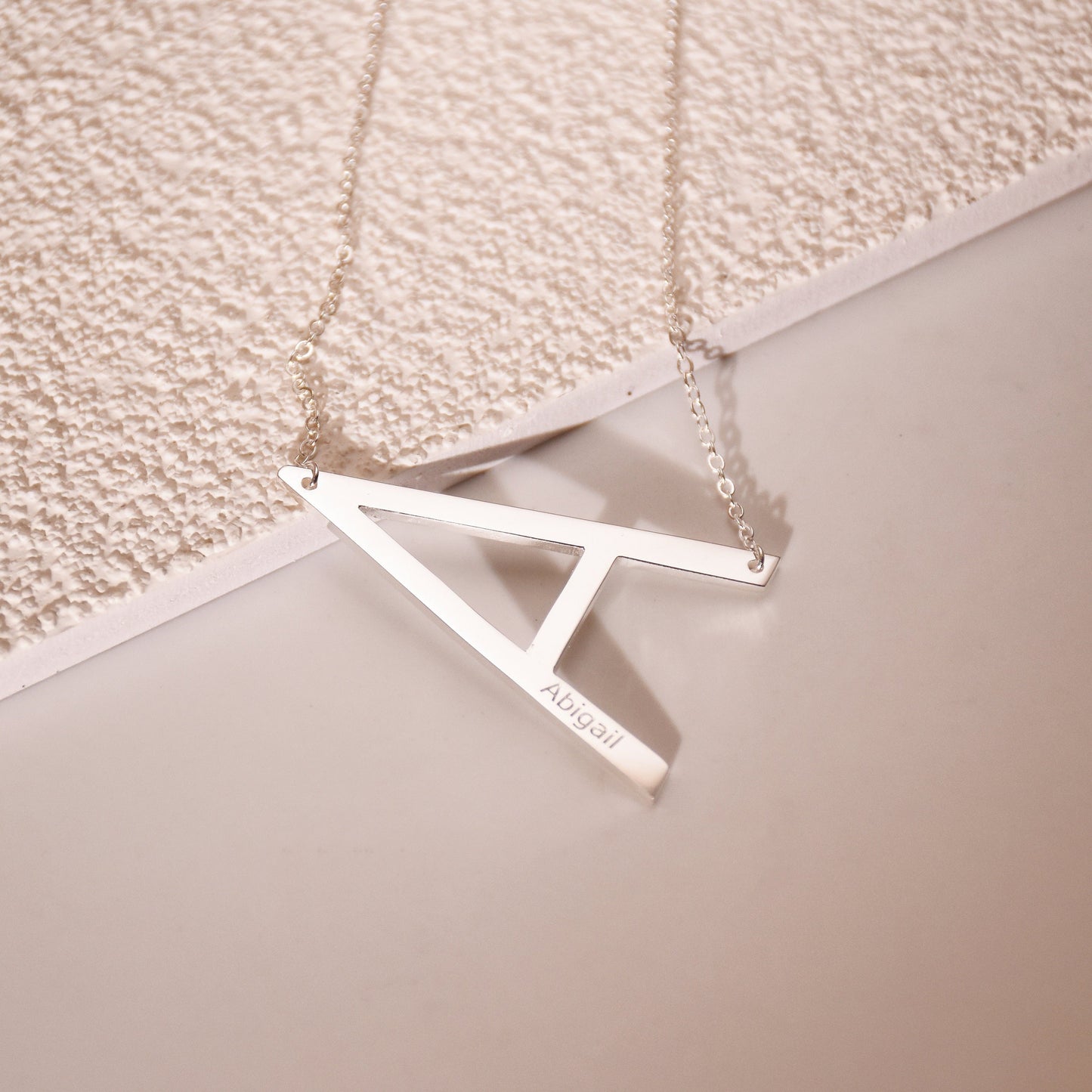 Engraved Large Letter Name Necklace
