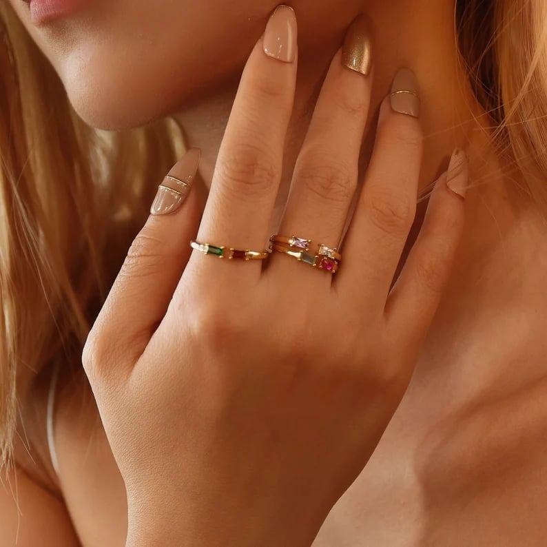 Duo Baguette Birthstone Ring