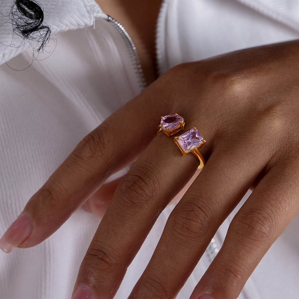 💎Simple Plain Ring For Women Geometric Zircon Finger Rings💍Female Party Jewelry