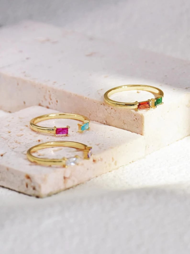 Duo Baguette Birthstone Ring