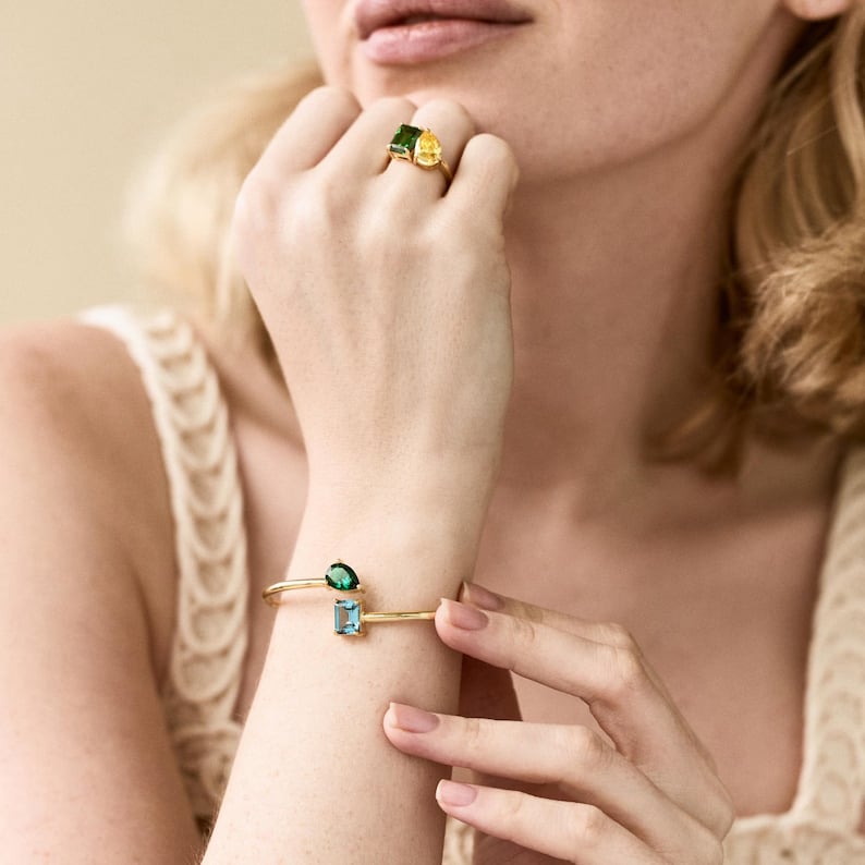 Custom Birthstone Bangle Bracelet