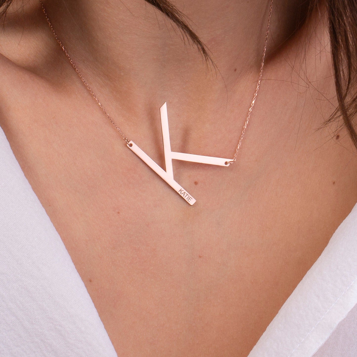 Engraved Large Letter Name Necklace
