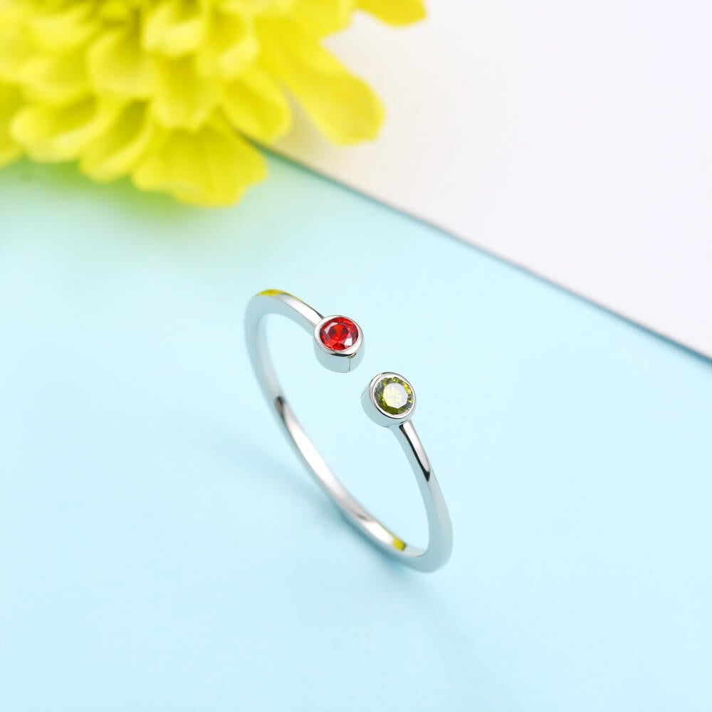Duo Round Birthstone Ring