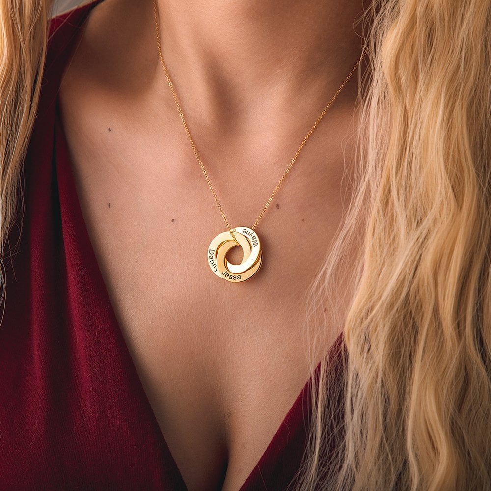 Personalized Family Necklace • Custom Children Name Rings • Mother Gift