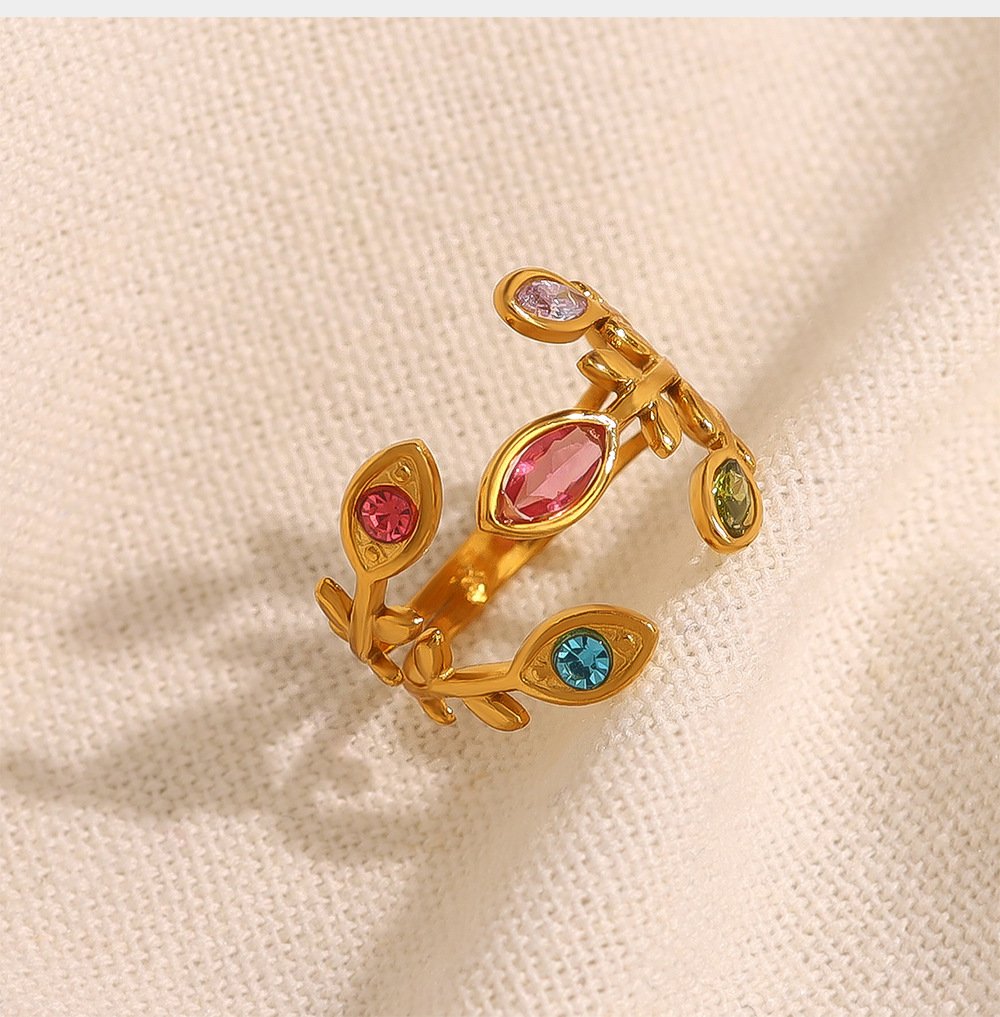 Fashionable colorful leaf ring(🔥Buy One Get One Free)