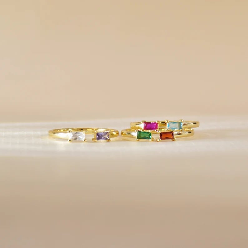 Duo Baguette Birthstone Ring