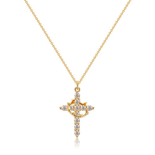 Crown with Cross Pendant Necklace
