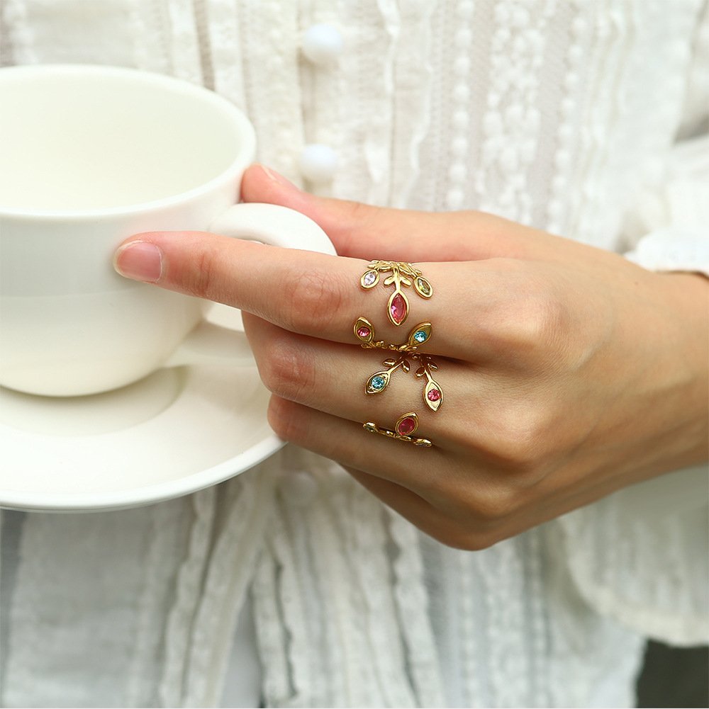 Fashionable colorful leaf ring(🔥Buy One Get One Free)