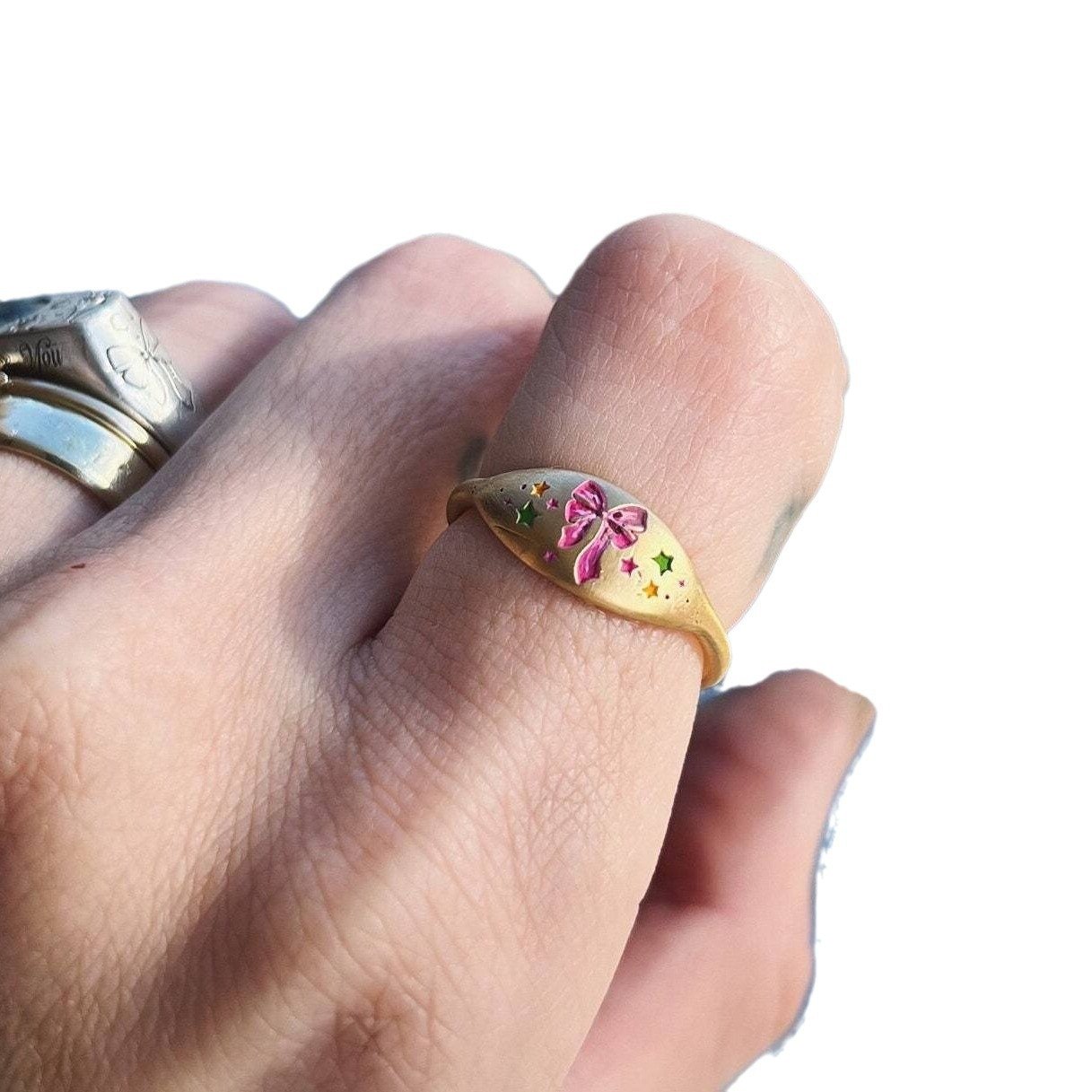 Hand painted butterfly ring