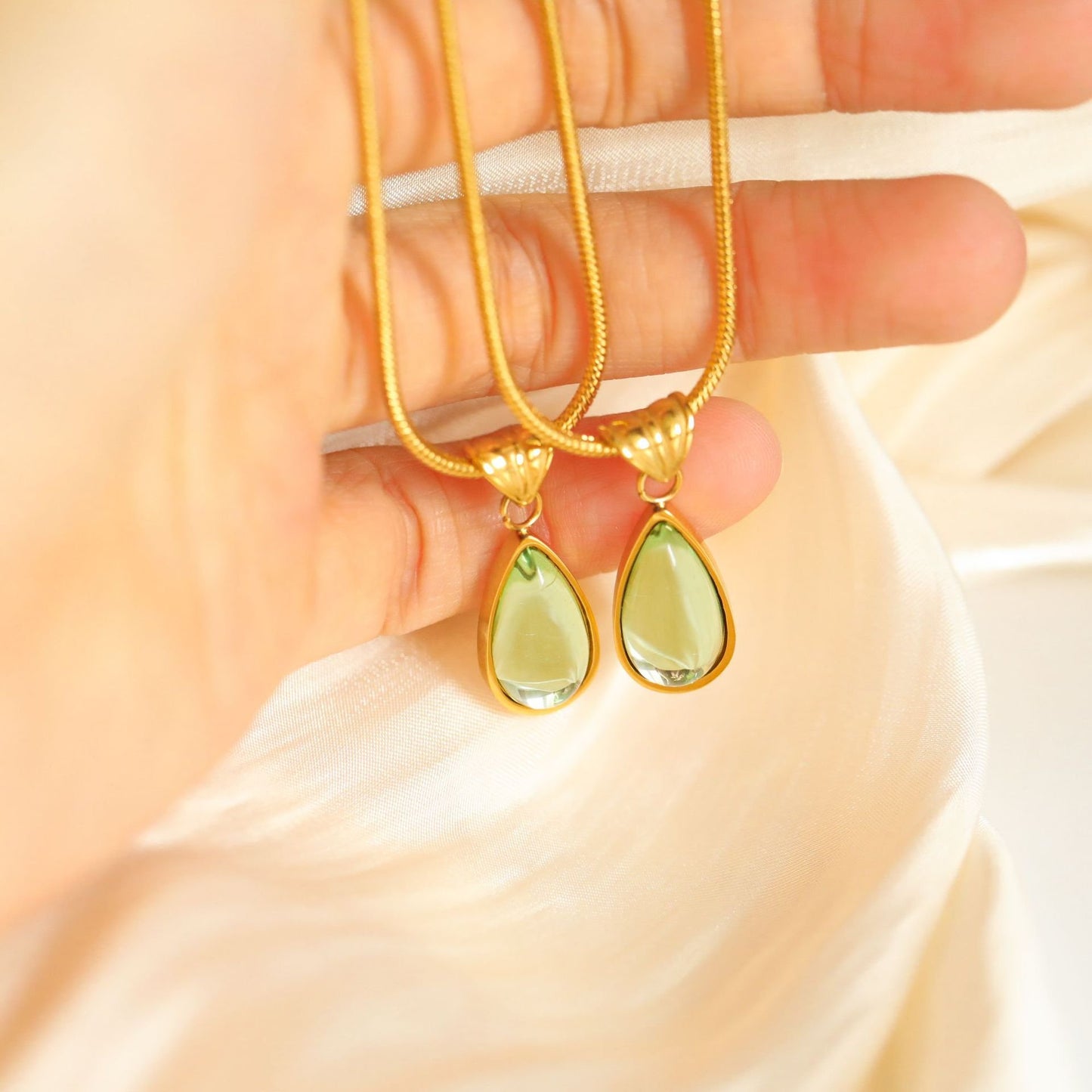 💎Water Drop Ocean Pendant silver snake necklace