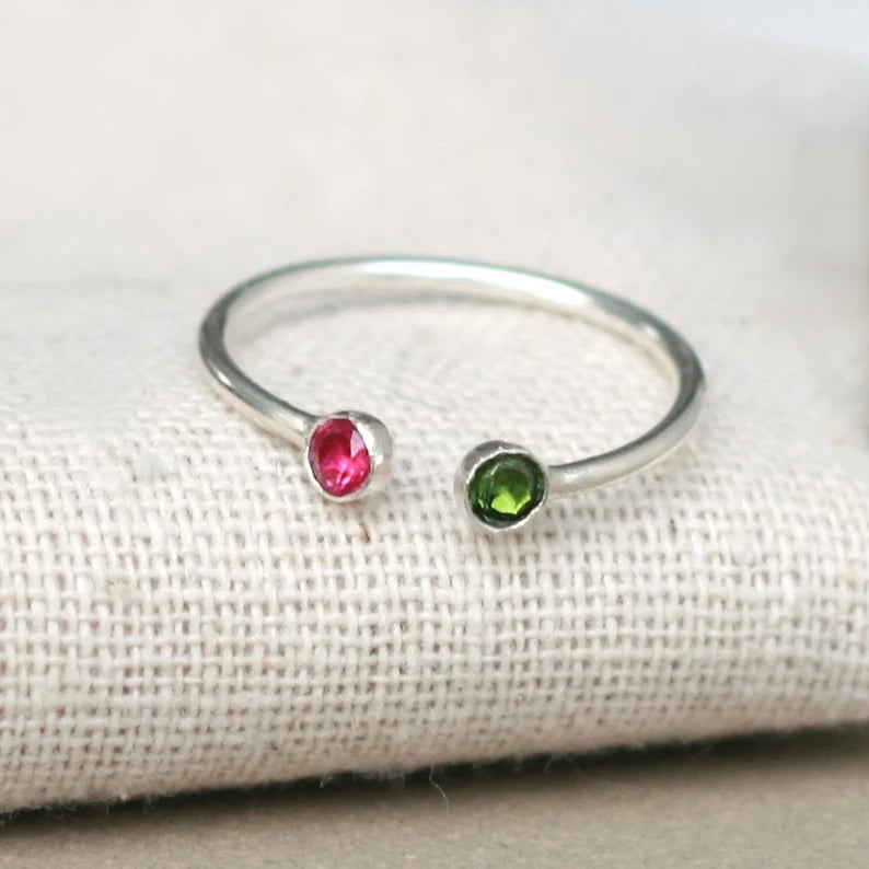 Duo Round Birthstone Ring
