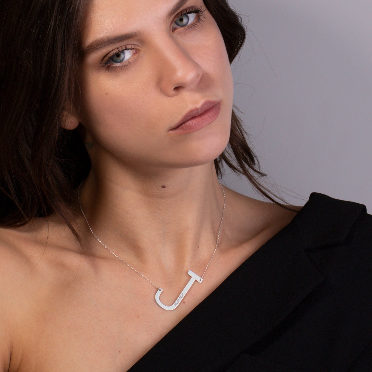 Engraved Large Letter Name Necklace