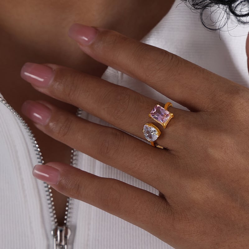 💎Simple Plain Ring For Women Geometric Zircon Finger Rings💍Female Party Jewelry