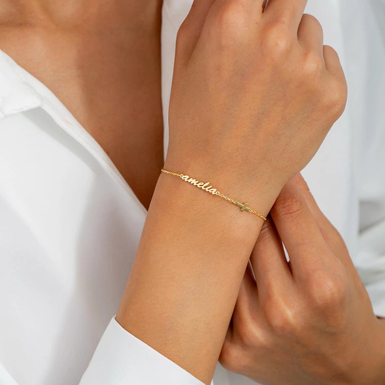 Custom Name and Cross Bracelet