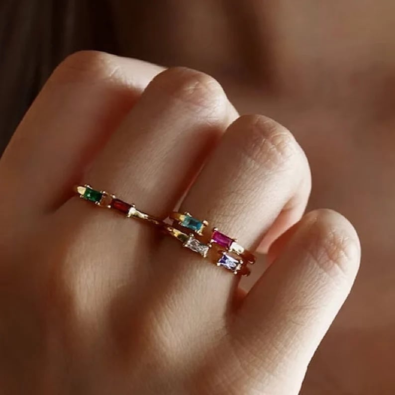 Duo Baguette Birthstone Ring