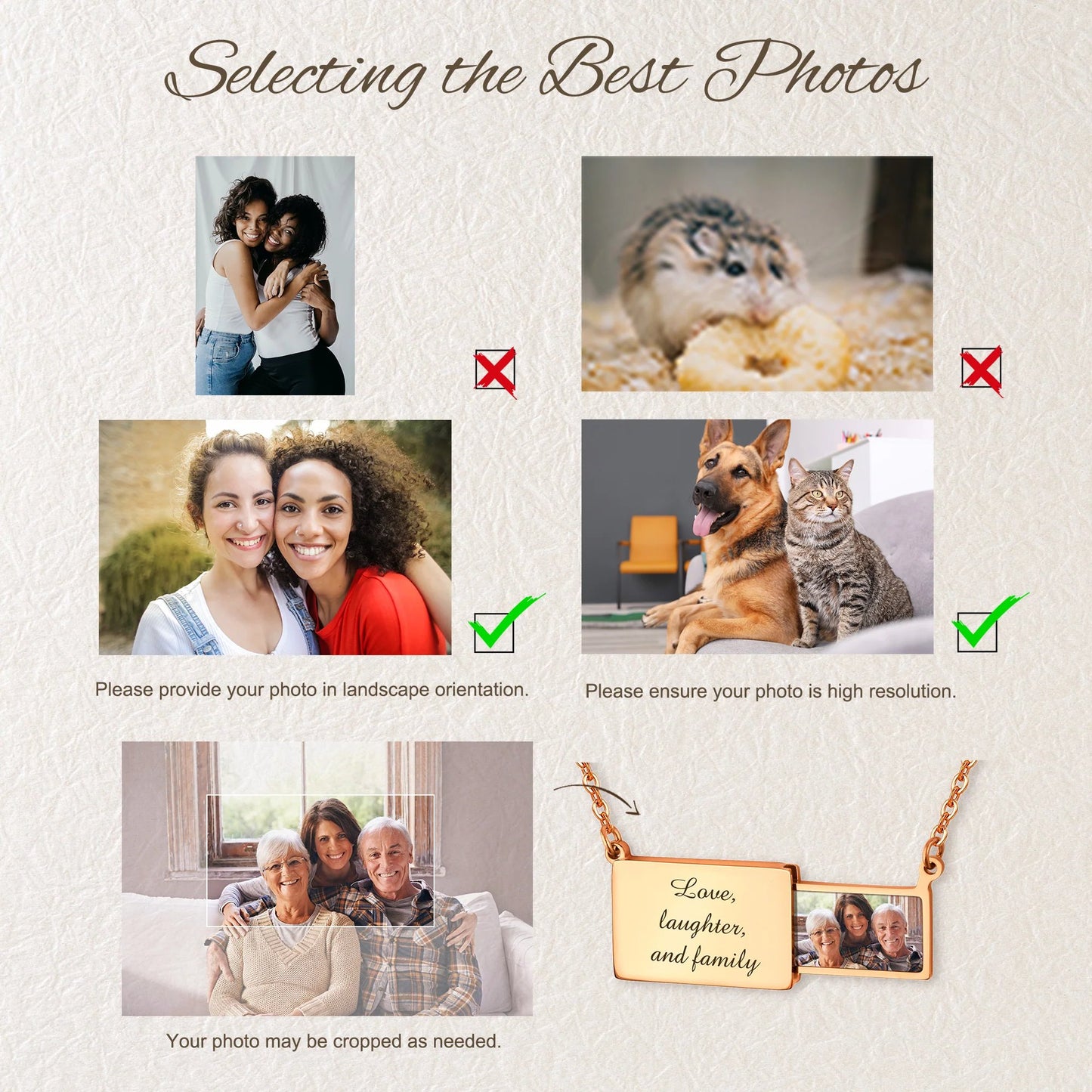 Personalized Handmade Envelope Charm Photo Necklace