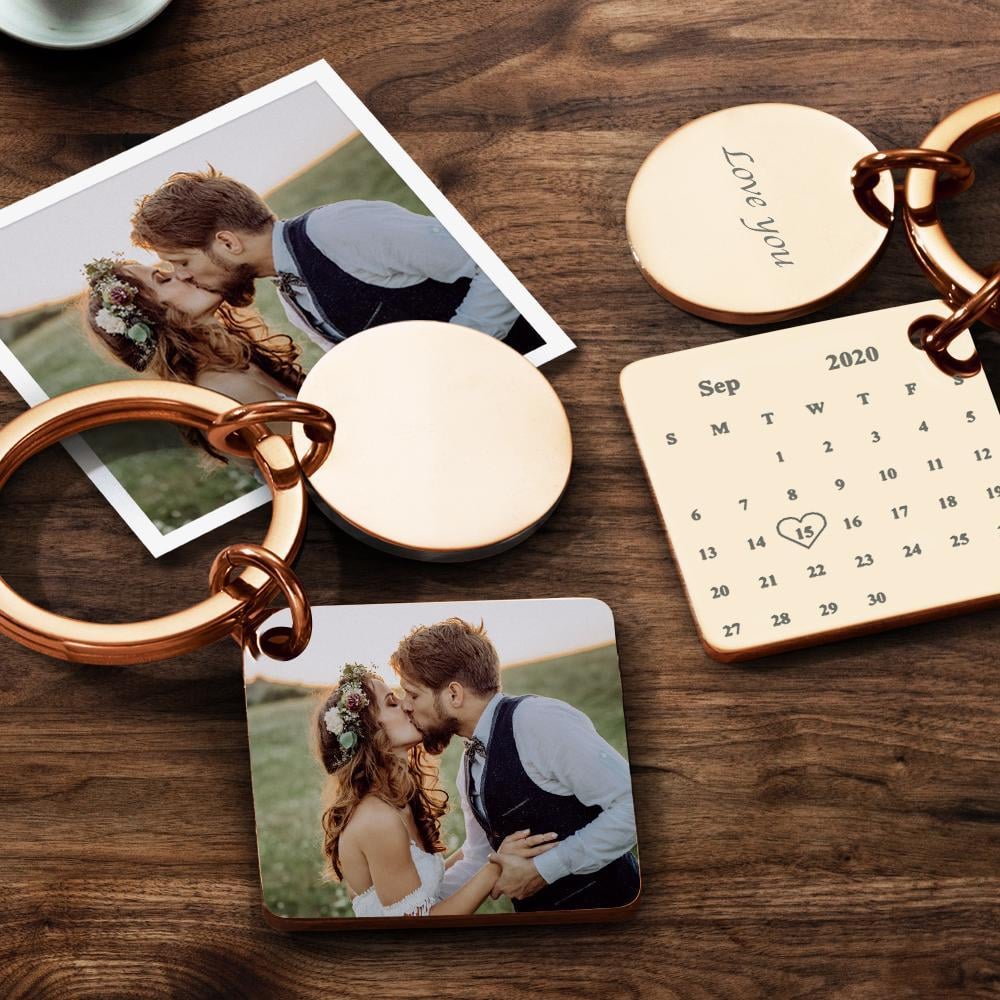 🔥Custom Photo Keychain Engraved Calendar Keychain Gifts Black🎁
