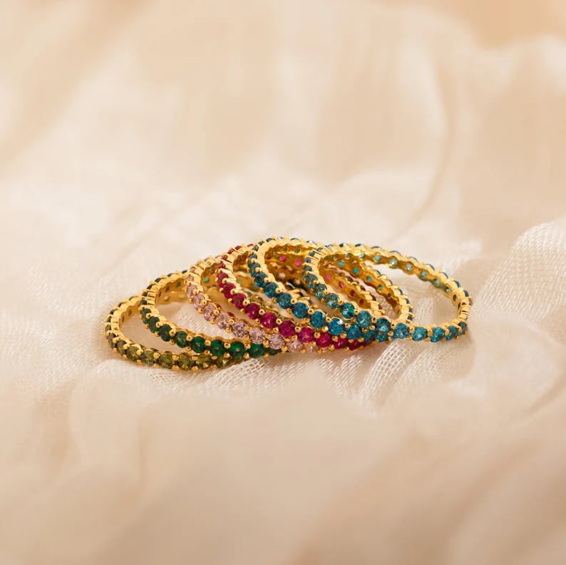 Eternity Birthstone Ring - Custom Multi Gemstone Ring