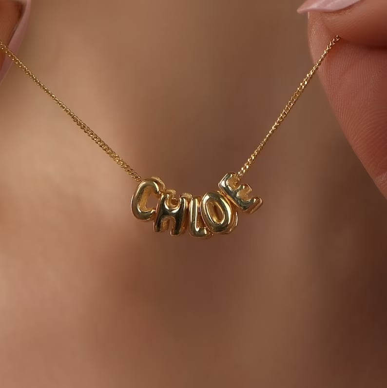 Pretty Party Girl Bubble Letter Necklace