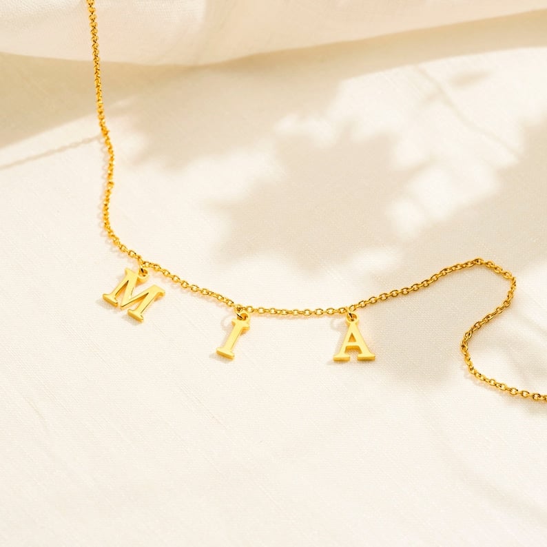 ✨Dangle Letter Necklace, Valentine's Day present, Custom Name Necklace, Custom Dainty Necklaces, Gold Chain, Gold Plated Necklace