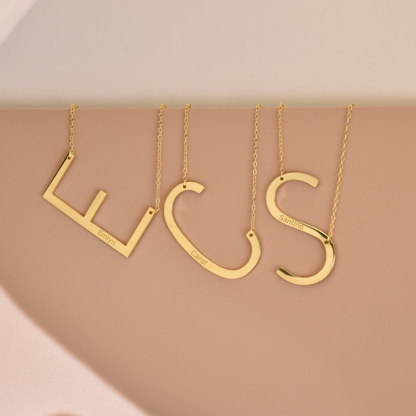 Engraved Large Letter Name Necklace