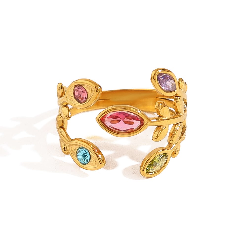 Fashionable colorful leaf ring(🔥Buy One Get One Free)