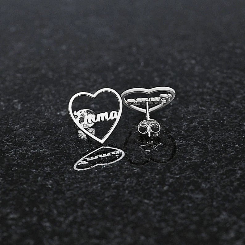 Custom Heart Name Earrings