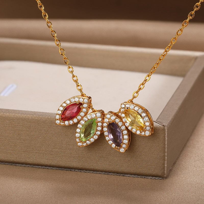 Birthstone Necklace in Gold with Water Drop Pendant