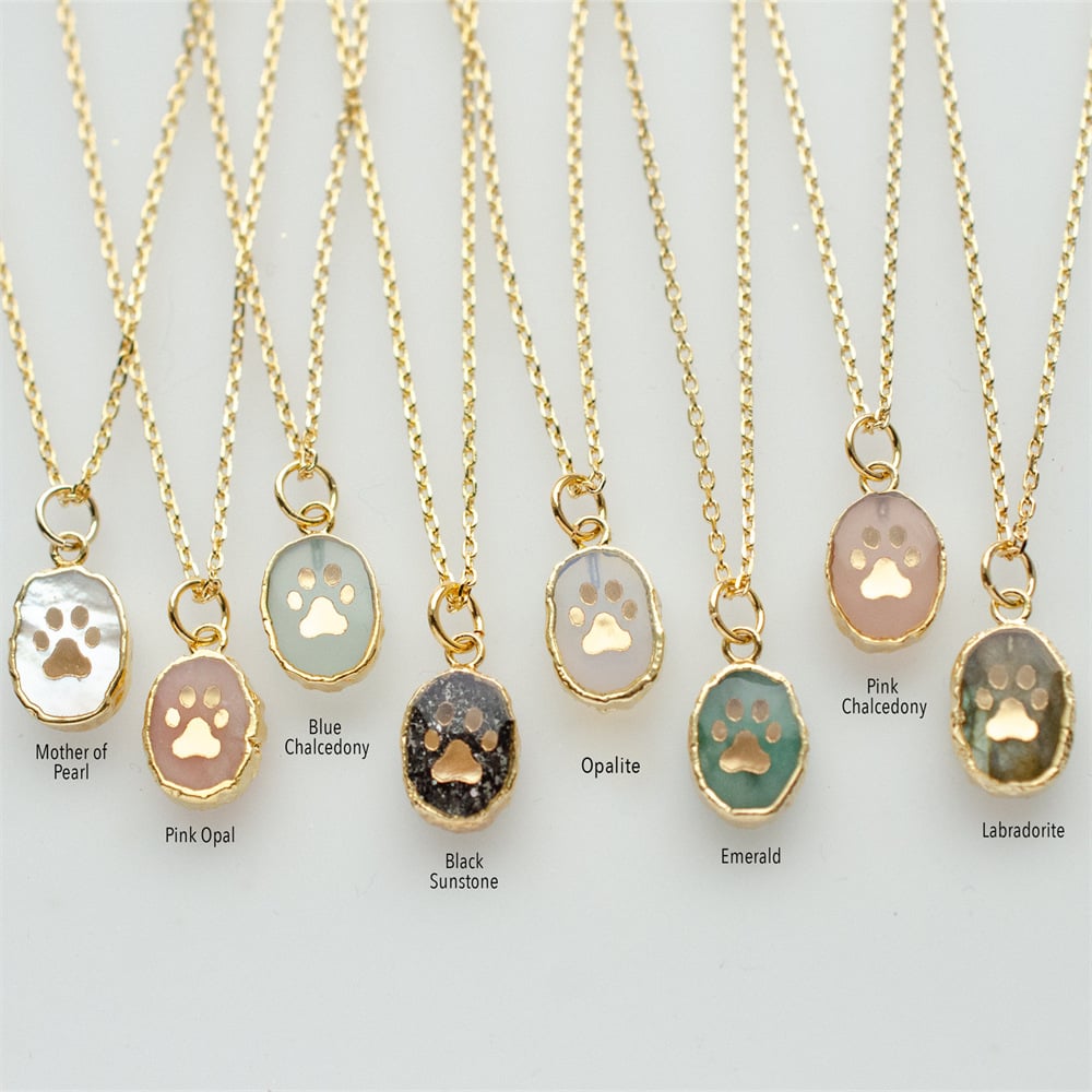 Paw Print Nature Gemstone Necklace