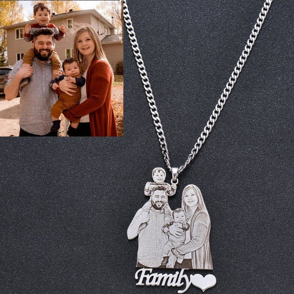 Custom Photo Engraved Pendant Necklace