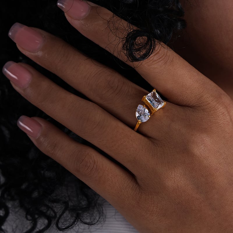 💎Simple Plain Ring For Women Geometric Zircon Finger Rings💍Female Party Jewelry