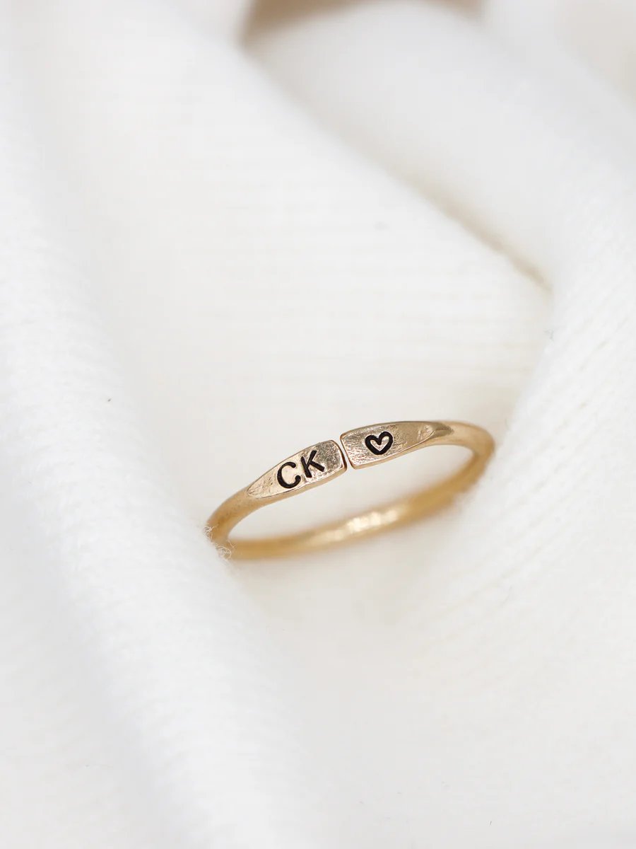 Birthstone and Initial Ring Set