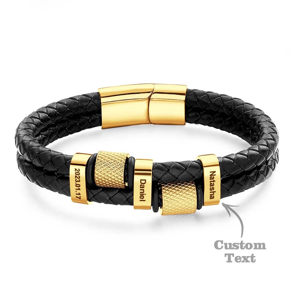 ✨🎁Stainless Steel Cross Men's Multilayer Leather Bracelet Stainless Steel Braided Leather Great Gift for Him
