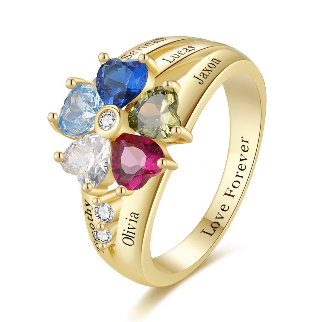 Personalized Heart Birthstone Ring