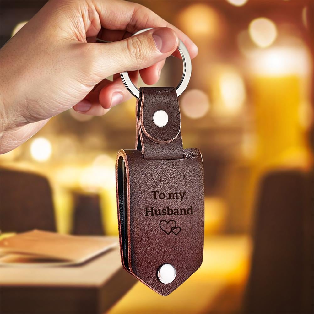 🔥HOT SALE✨Gift to Husband-Customized Leather Photo Text Keychain