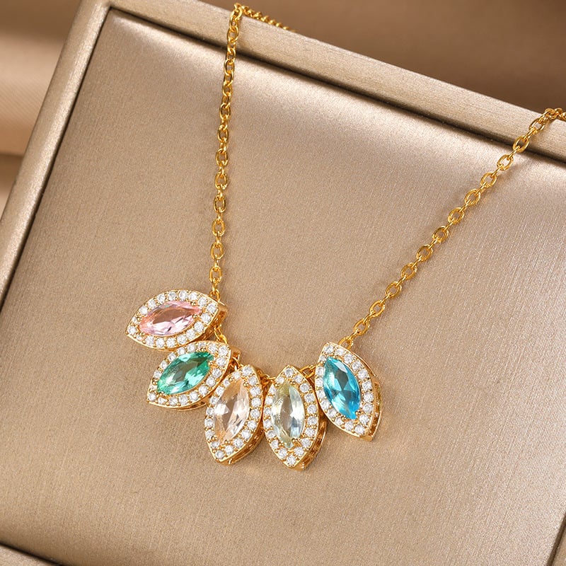 Birthstone Necklace in Gold with Water Drop Pendant
