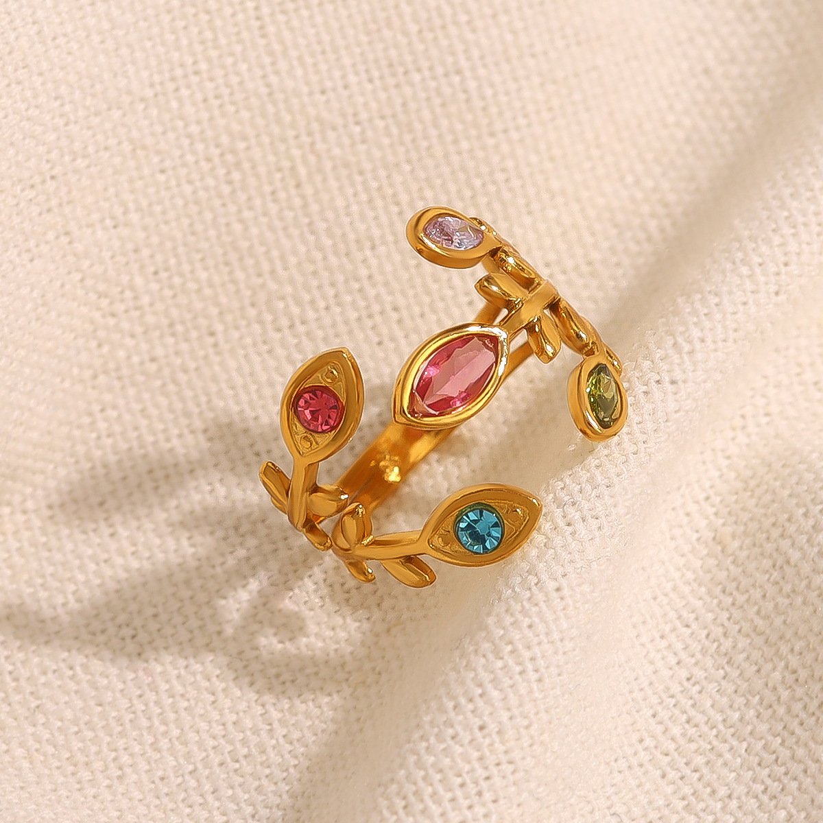 Fashionable colorful leaf ring(🔥Buy One Get One Free)