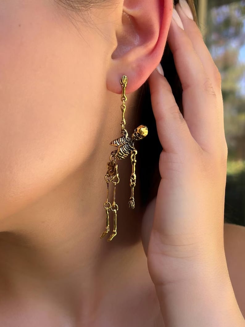 Gold Skeleton Earrings