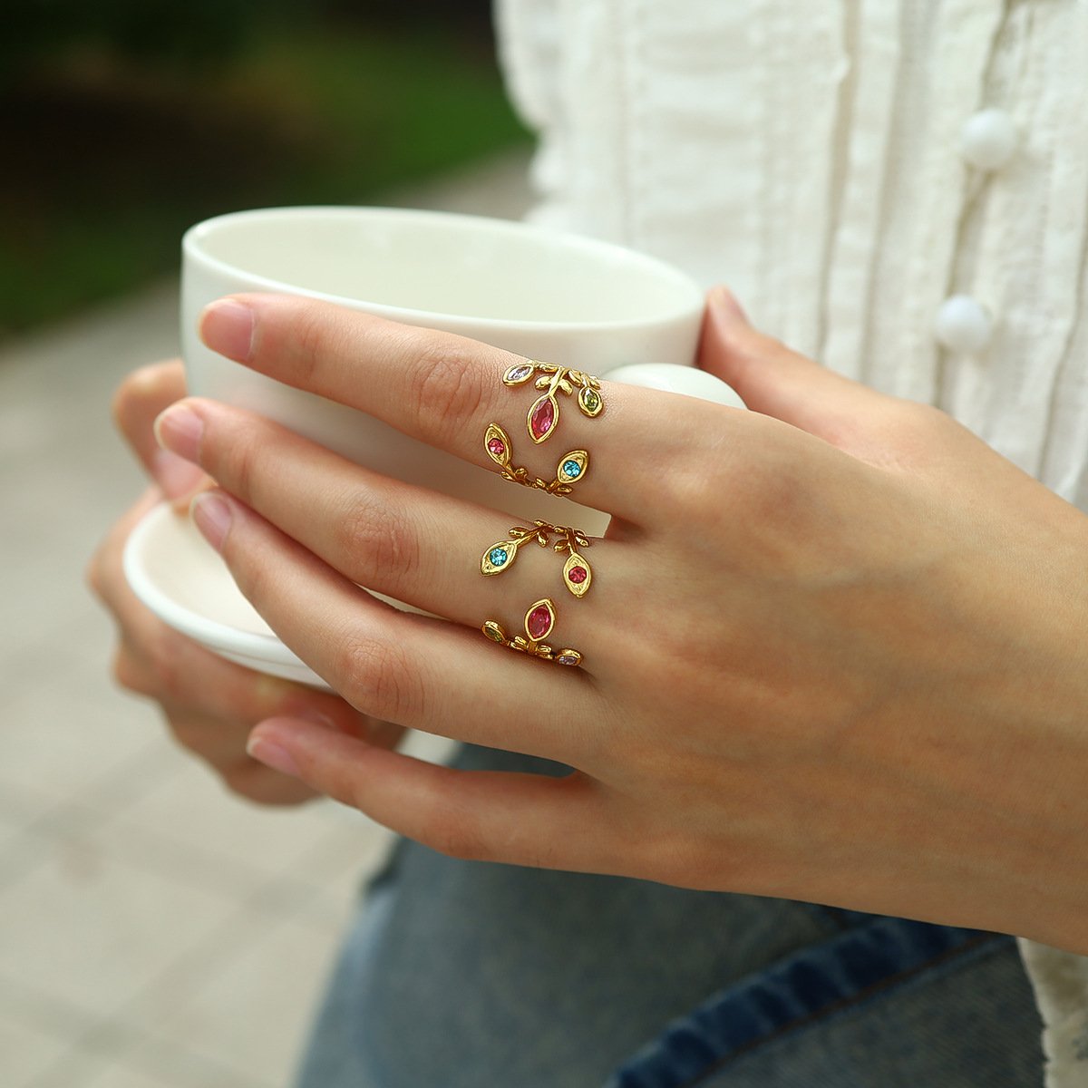 Fashionable colorful leaf ring(🔥Buy One Get One Free)