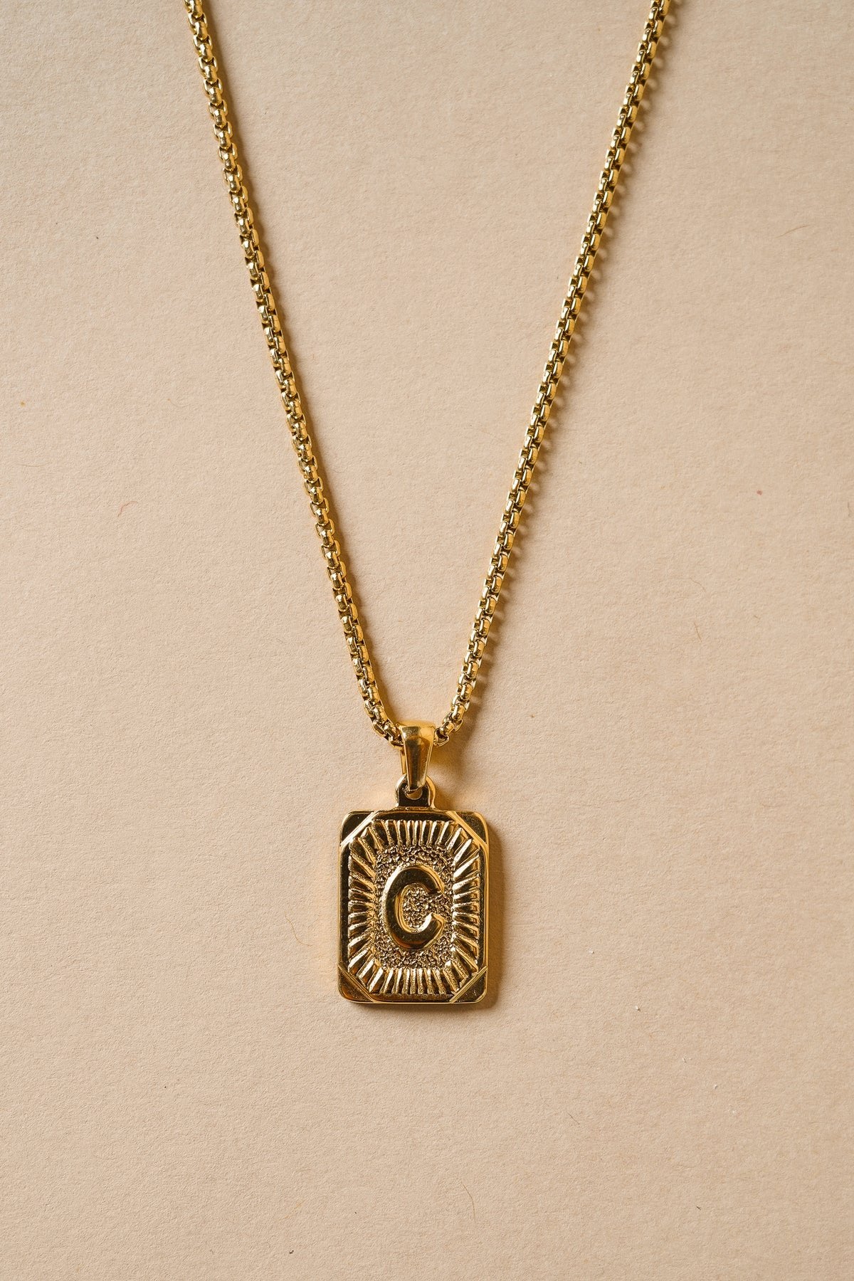 Initial Card Pendant in Gold