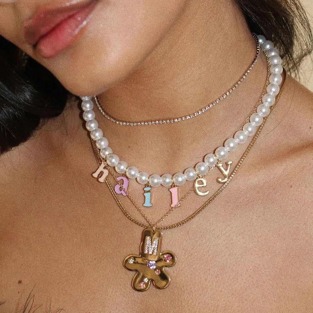 Custom 26 Letters Pearl Necklace