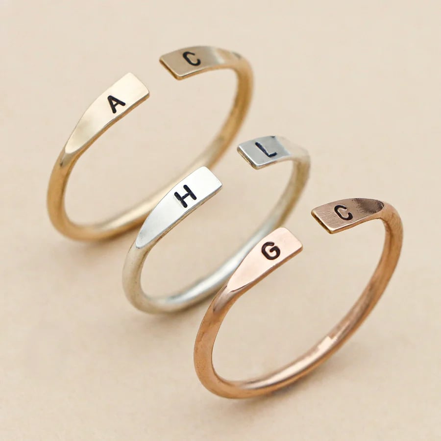 Birthstone and Initial Ring Set