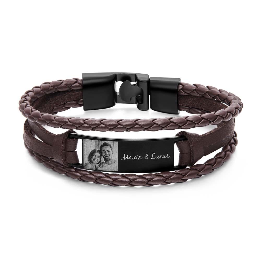 🎇💕Leather Engraved Bracelet Best Gifts for Him