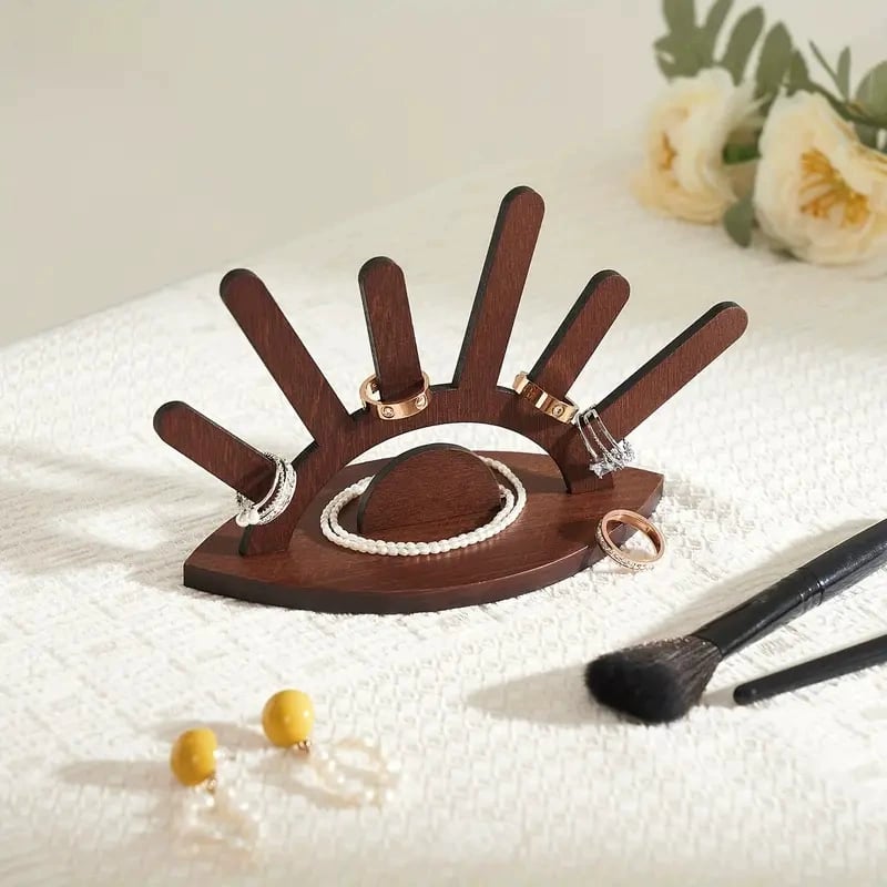 Wooden Ring Holder, Evil Eye Ring Display Wood Ring Stand
