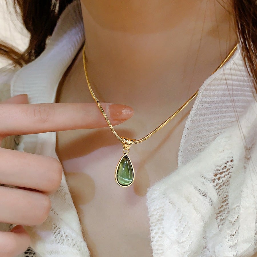 💎Water Drop Ocean Pendant silver snake necklace