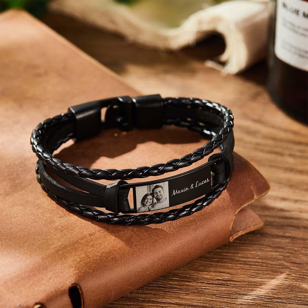 🎇💕Leather Engraved Bracelet Best Gifts for Him