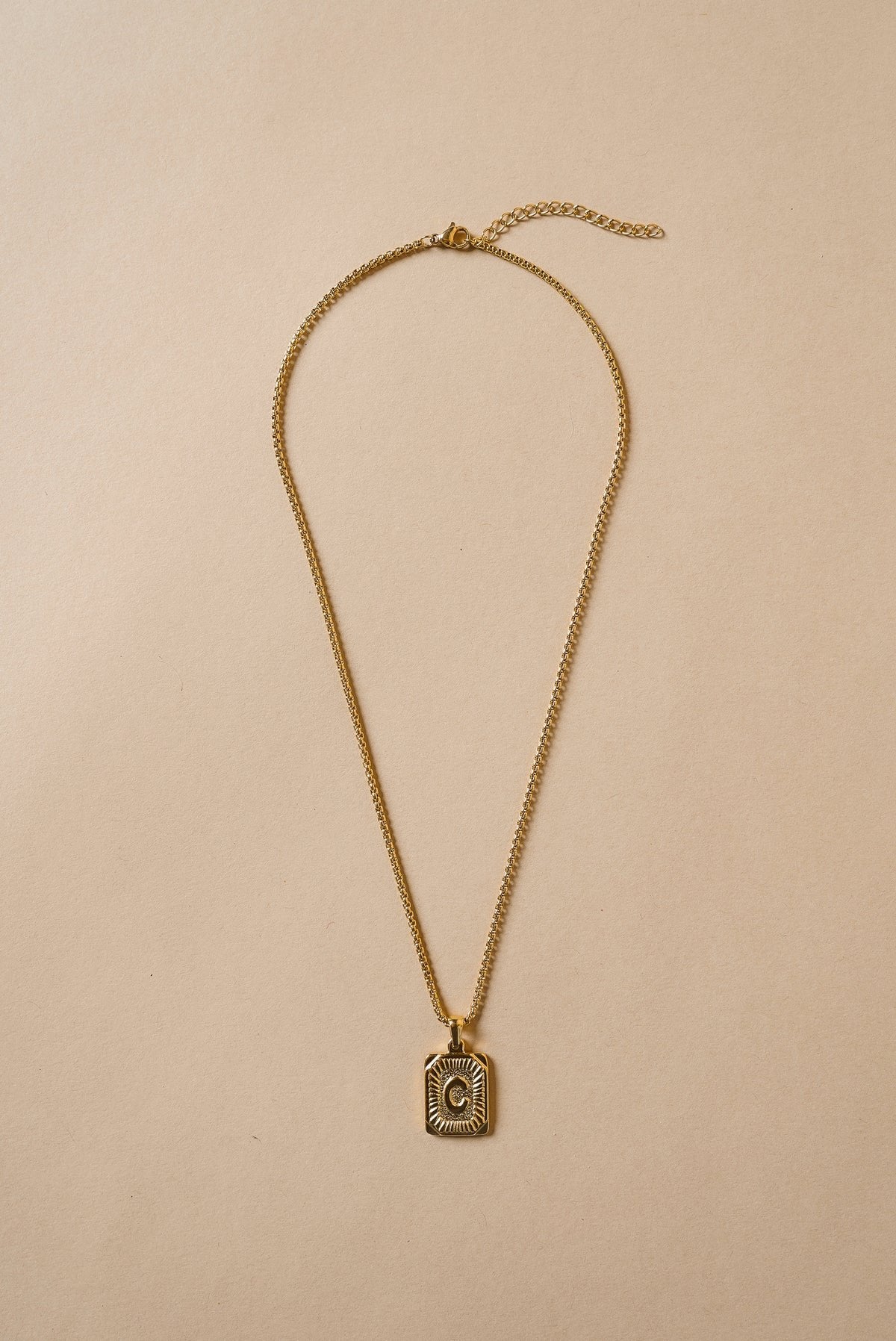 Initial Card Pendant in Gold