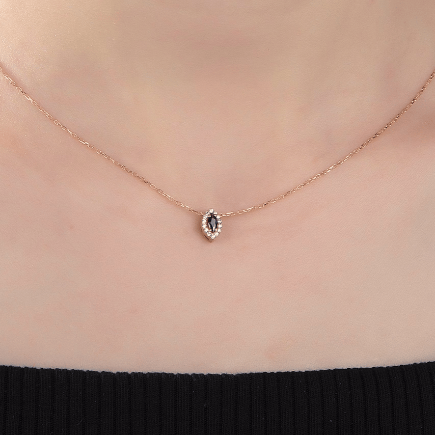 Birthstone Necklace in Gold with Water Drop Pendant