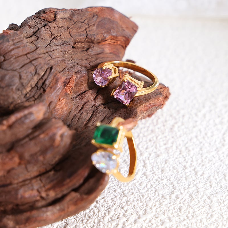 💎Simple Plain Ring For Women Geometric Zircon Finger Rings💍Female Party Jewelry