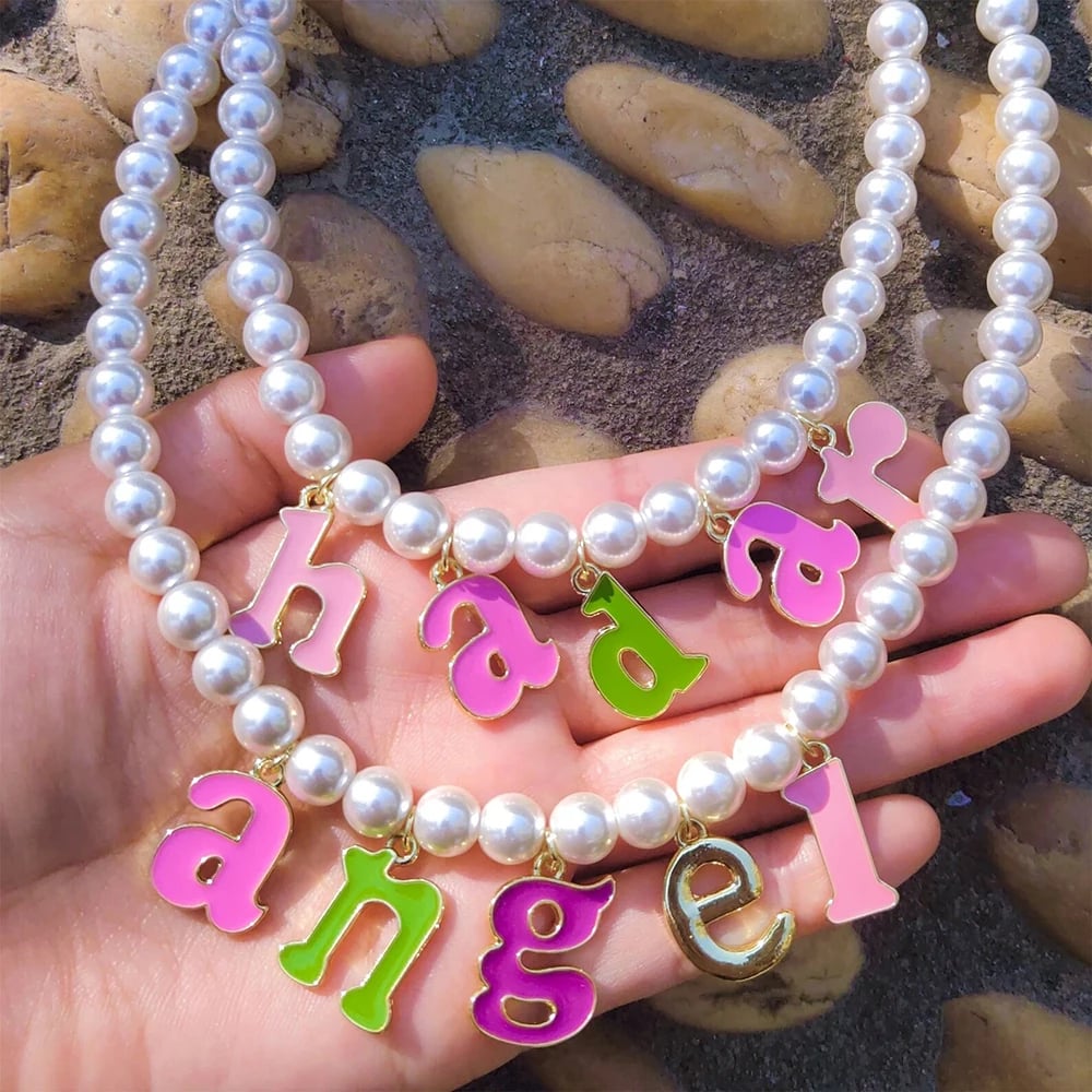 Custom 26 Letters Pearl Necklace